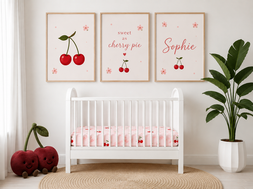 Cherry Belle organic cotton waterproof fitted sheet