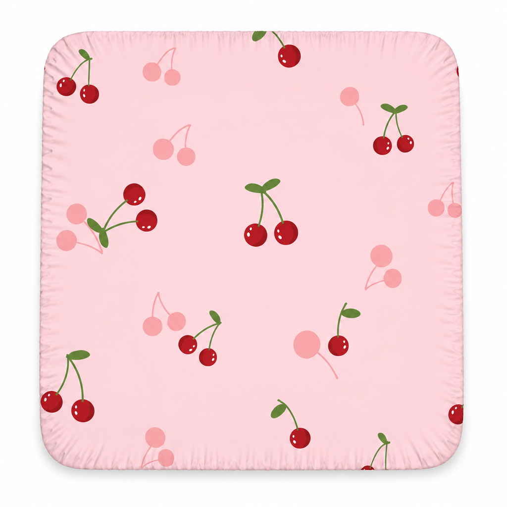 Cherry Belle organic cotton waterproof fitted sheet